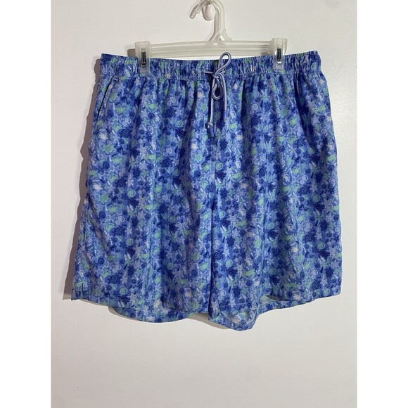 Peter Millar Swim Trunks Mens XXL Blue Seaside Collection Beach Hawaiian Turtles - Picture 1 of 12